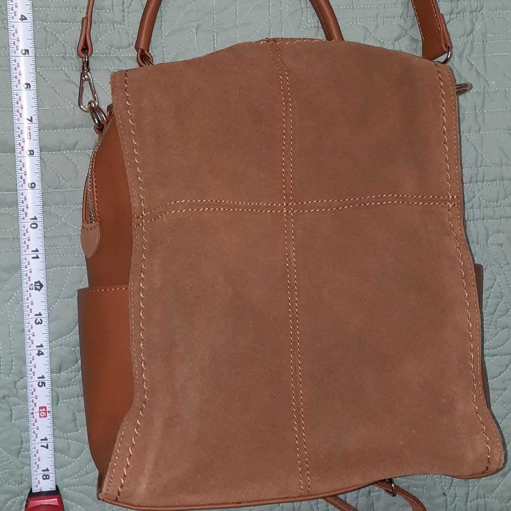 Moda Luxe Oliver Suede Detail Backpack, Cognac w/Handle, Strap & Backstraps